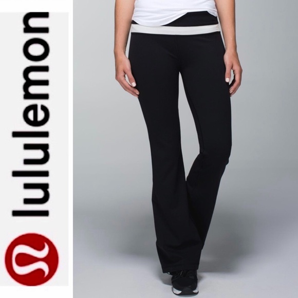 lululemon athletica Pants - Lululemon Groove Black with White Band Yoga Pants
